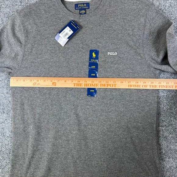 Polo Ralph Lauren Thermal Waffle Knit Shirt Mens L Gray Long Sleeve Pony NWT - Picture 8 of 11
